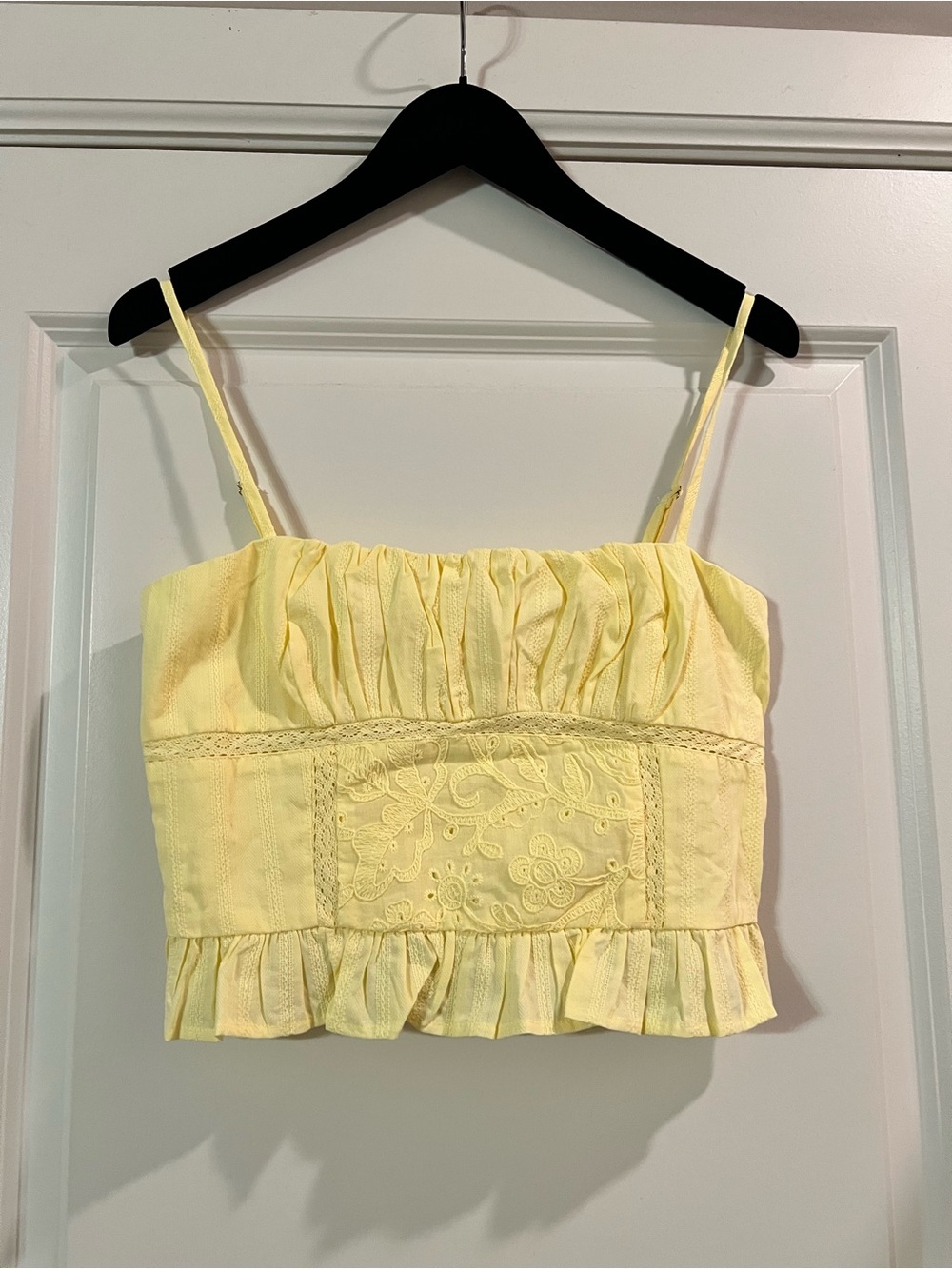 Altar’d State Yellow Embroidered Ruffle Cami Top - Women (TOP ONLY)